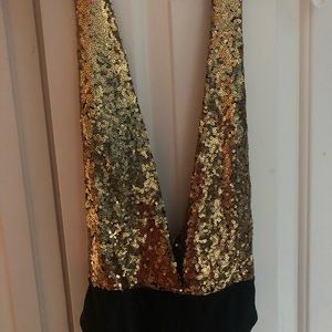Plunging Sequin Bodysuit